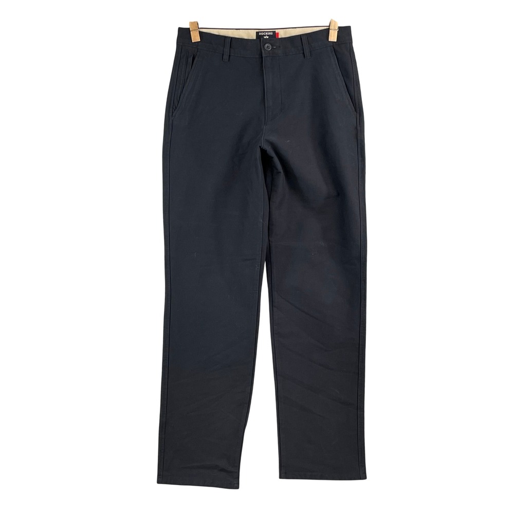 Dockers Smart 360 Knit Pants Men 30x31 Black Straight Fit Chinos Preppy Academia